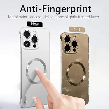 for iPhone Case,Luxury Magnetic Metal Gloss Matte Ultra Thin Frameless,Compatible with Magsafe Slim Hard PC Protection Shockproof Phone Case (Silver,iPhone 12 Pro) - color: Silver, size: iPhone 12 Pro