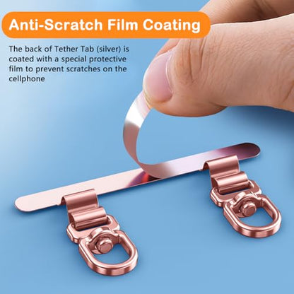 Two Hanging Ring Phone Tether Tab,360° Rotatable Ultra-thin 0.2mm Bending Design Universal Stainless Steel Phone Lanyard Metal Patch (L) - color: L