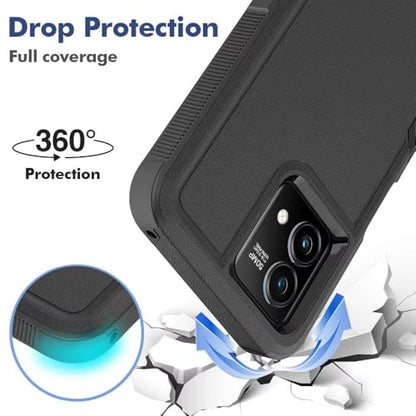 for Moto G Stylus 2023 5G Case Dual Layer Hard Shockproof Protective Case with Tempered Glass Screen Protector Heavy Duty Hybrid Full Body Anti-Scratch Anti-Slip Phone Cover Black - color: Moto G Stylus 2023 5G