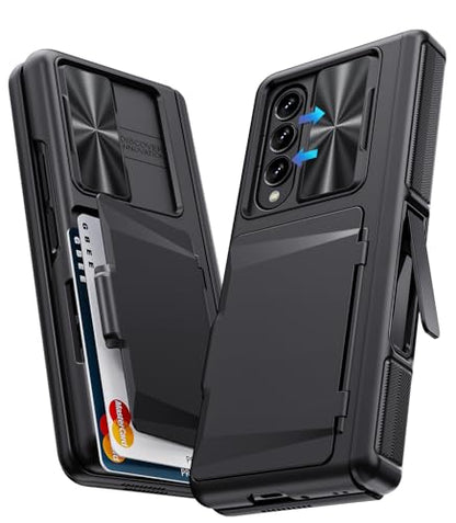 GBEE for Samsung Galaxy Z Fold 4 Case with Card Holder & Kickstand, Black - color: Black