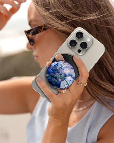 Magnetic Phone Grip, Cute Finger Grip Phone Stand, Water Lily - color: Water Lily