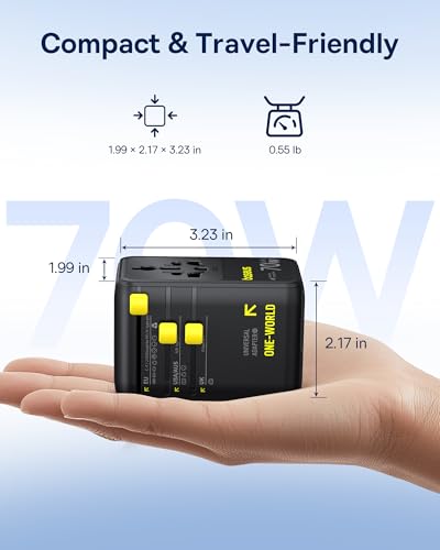 Baseus 70W Universal Travel Adapter, 6-in-1 International Plug Adapter - color: Black, size: 70W