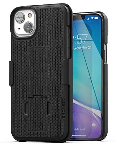 Encased DuraClip Holster Designed for iPhone 14 Plus Case with Belt Clip and Kickstand (Matte Black) (iPhone 14+) - size: iPhone 14 PLUS
