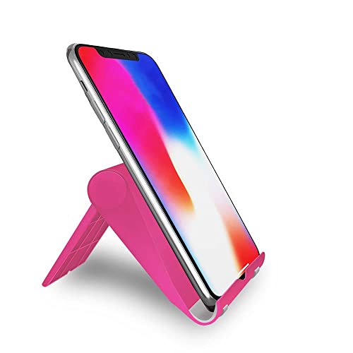 Adjustable Cell Phone Stand for Desk, Portable Phone Holder Compatible with Most iPhone, Samsung and Other Smartphones- Pink - color: Pink