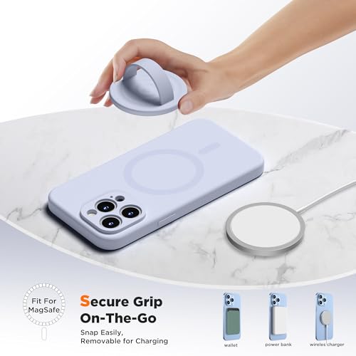 Upgraded Magnetic Phone Grip, Liquid Silicone Soft and Portable, Removable Finger Loop Ring Grip Holder for iPhone, Strong Magnetic Attraction, Compatible with MagSafe Phone Case, Light Purple - color: Light Purple
