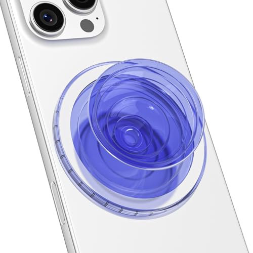 Svanove Magnetic Phone Grip Compatible with Magsafe, Mag Safe Translucent Clear Grip Collapsible Kickstand for iPhone Samsung Pixel, Cute Transparent Silicone Removable Phone Stand Holder, Neon Blue - color: Blue, style: Magnetic