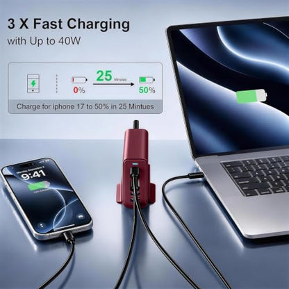 165W Charging Station, 6 Port Desktop Charger, 3 Ports 40W Red - color: Wine Red