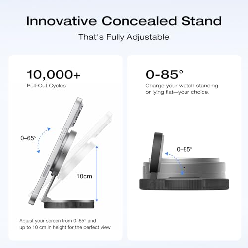 EF ECOFLOW Rapid Mag 3-in-1 Magnetic Wireless Charging Station, Qi2.2 25W Foldable MagSafe Charger Stand for iPhone 17/16/15, Apple Watch & AirPods, Travel-Ready, with 45W Adapter, Black - color: Black