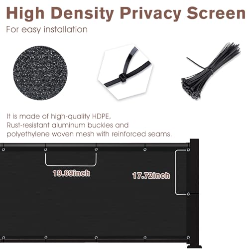 SUNNY GUARD 3' x 10' Balcony Privacy Screen, HDPE Patio Railing Cover Fence - color: Black, size: 0 3' x 1 0'