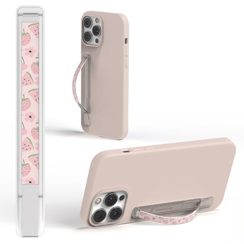 SleekStrip SleekGrip-Essential Ultra Thin Phone Grip Stand,Slim Metal Finger Loop Ring Hand Holder Strap Cell Phone Grips for iPhone 16 Pro Max,17 Air,Android,Case Back - Frosted x Pink Berrymelon - color: Frosted x Pink Berrymelon