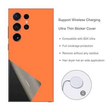 2 Pack Skin Wraps Compatible with Samsung Galaxy S24 Ultra (Orange) - color: Orange