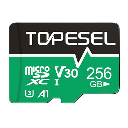 TOPESEL 256GB Micro SD Card with Adapter, High Speed TF Card, Memory Card microSDXC for Camera, Smartphone, Tablet, Dash Cam, Drone, UHS-I, U3, A1, 4K UHD, V30(256GB 1Pack) - color: 256GB x1