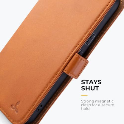 Snakehive Genuine Leather Wallet Case for Google Pixel 11 Pro XL – Flip Cover with Card Slots & Stand (Tan) - color: Tan