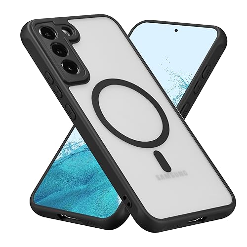 RALEAVO Magnetic for Samsung Galaxy S22 Plus Case [Compatible with Magsafe] Slim Frosted Matte Cover Translucent Hard PC Back Military Drop Protection Phone Case for Girls&Boys,Black - color: Magnetic & Black, size: S22 Plus