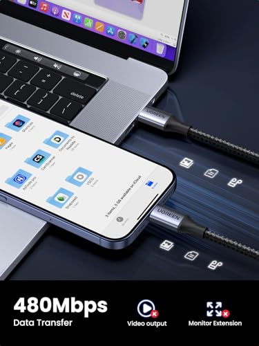 UGREEN 240W USB C to USB C Cable, Fast Charging Cable, 3.3ft, Black - size: 3.3FT