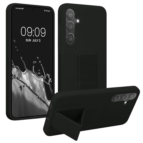 kwmobile Case for Samsung Galaxy S24 Plus Case - Soft TPU Cover with Silicone Coating - with Hand Strap and Stand Function - Shockproof - Black - color: black, size: Galaxy S24 Plus