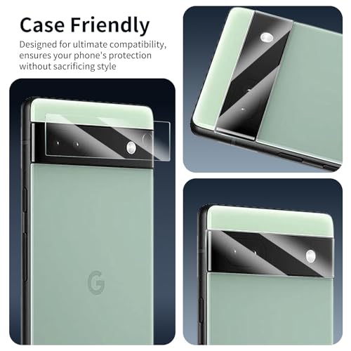 4-Pack Camera Lens Protector for Google Pixel 6A, Tempered Glass Camera Cover Screen Protector Accessories, HD, Anti-scratch, Bubble Free, 9H Hardness, Shockproof Full Protective