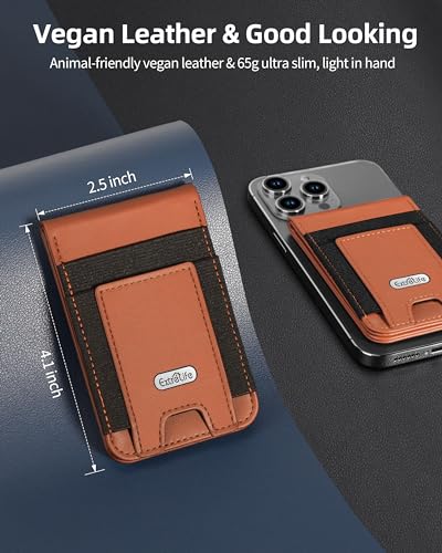 For Magsafe Wallet Stand, 10 Cards Holder, Strongest Magnetic Wallet | Leather Magnetic Phone Wallet for iPhone 17/16/15/14/13/12 Series, ID Window, 4 Card Slot, RFID Blocking, Brown - color: Brown
