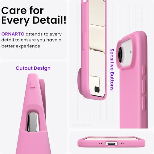 ORNARTO for iPhone Air Case 6.5", Slim Liquid Silicone 3 Layers Soft Gel Rubber Shockproof Protective Cover with Anti-Scratch Microfiber Lining-Peach Pink - color: Peach Pink