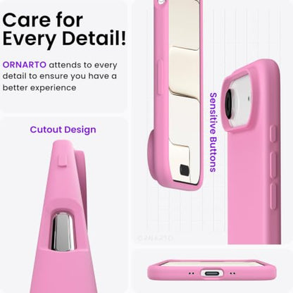 ORNARTO for iPhone Air Case 6.5", Slim Liquid Silicone 3 Layers Soft Gel Rubber Shockproof Protective Cover with Anti-Scratch Microfiber Lining-Peach Pink - color: Peach Pink
