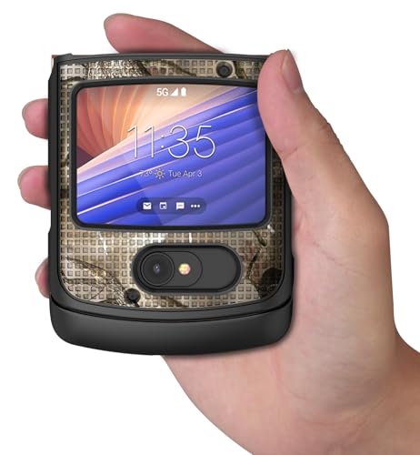 Grid Series for Motorola RAZR 5G (2020) Flip Phone Case - Camo | Slim Hard Shell Cover, Satisfying Texture, Matte, For Moto XT2071 - color: Autumn Camo (Black)