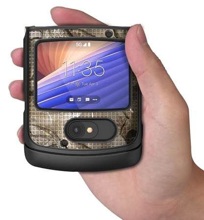 Grid Series for Motorola RAZR 5G (2020) Flip Phone Case - Camo | Slim Hard Shell Cover, Satisfying Texture, Matte, For Moto XT2071 - color: Autumn Camo (Black)