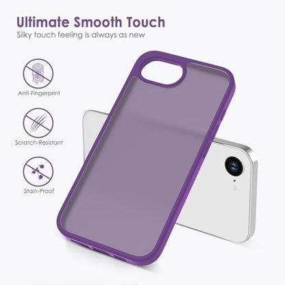 TENOC Phone Case Compatible with iPhone SE (2nd 2020 and 3rd 2022 Generation) & iPhone 7 & iPhone 8, Dark Purple Case Translucent Protective Bumper Matte Hard Back Cover for 4.7 Inch - color: Dark Purple, size: iPhone 7/8/SE