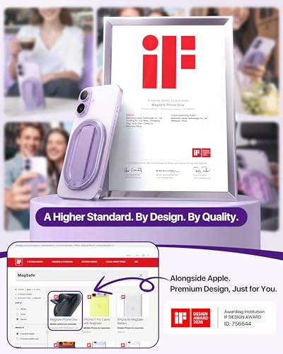 andobil [2026 Woven Comfort] Magnetic Phone Grip for MagSafe w/Finger Strap - color: Purple