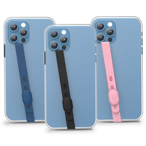 3 PCS Phone Loop Strap iPhone Clip Finger Grip Holder Stretchable Flexible Elastic Silicone Hand Band Ultra Slim Adjustable Wireless Charging Universal for iPhone Most Phone Cases