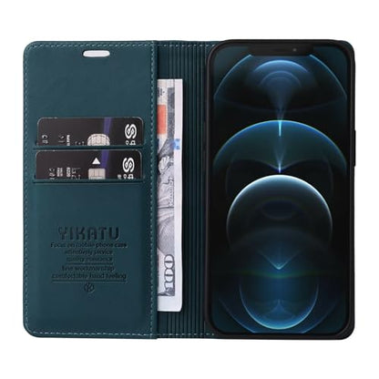Caseurban Compatible with iPhone 13 Pro Wallet Case PU Leather Flip Folio Case with Card Holder Magnetic Closure Shockproof Protective Phone Cover Blue - color: Blue, size: iPhone 13 Pro