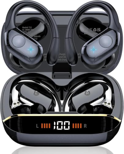 Qecnato 75H Sports Wireless Earbuds Bluetooth 5.4 Headphones Stereo, Black