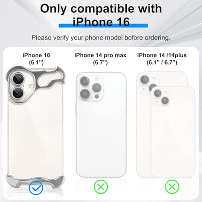 Frameless Phone Case Crafted for iPhone 16 Silver - color: Aluminum Silver, size: iPhone 16