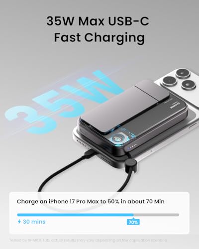 sharge for MagSafe Power Bank Qi2.2 25W 10000mAh Magnetic Portable Charger - color: Black