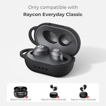 Soft Silicone Case for Raycon Everyday Classic Earbuds with Keychain&Cleaning Pen kit,Anti-Scratch Shockproof Protective Case Cover for Raycon Everyday Classic Earbuds Charging Case (Black) - color: Black