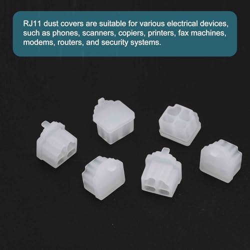 MECCANIXITY Clear RJ11 Port Duct Covers Caps, Silicone Anti-Dust Plugs Caps Protector Covers for Computer Digital Socket Printer, Modem, Router, Telephone Jack, Pack of 50 - color: Clear