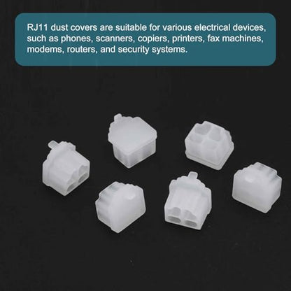 MECCANIXITY Clear RJ11 Port Duct Covers Caps, Silicone Anti-Dust Plugs Caps Protector Covers for Computer Digital Socket Printer, Modem, Router, Telephone Jack, Pack of 50 - color: Clear