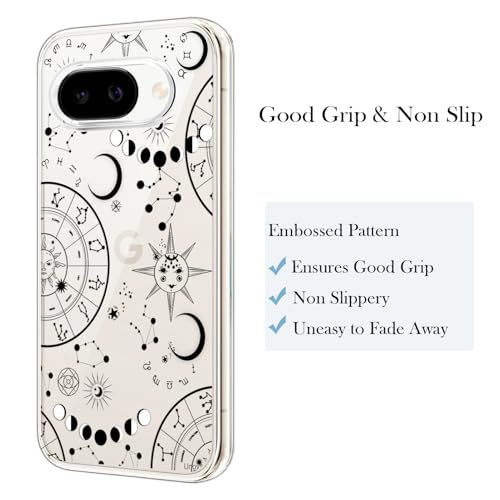 Unov for Pixel 10a Case, Clear with Design, Slim Fit Good Grip, Embossed Phone Case, Shockproof Protective Cover, Raised Camera Protection, Soft TPU, Zodiac Galaxy - color: Zodiac Galaxy