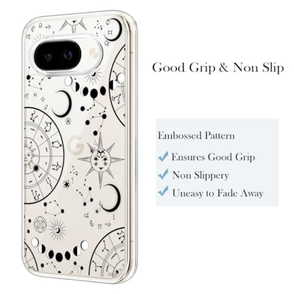 Unov for Pixel 10a Case, Clear with Design, Slim Fit Good Grip, Embossed Phone Case, Shockproof Protective Cover, Raised Camera Protection, Soft TPU, Zodiac Galaxy - color: Zodiac Galaxy