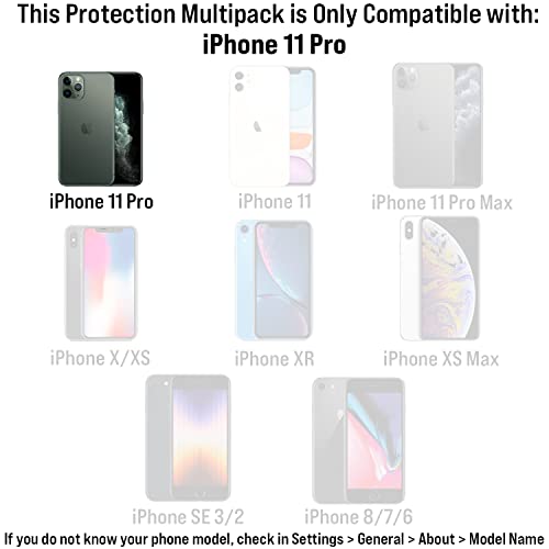 Scooch® Tempered Glass Multipack for iPhone 11 Pro, 3 Screen Protectors and 2 Camera Lens Protectors, Premium 9H Tempered Glass, Anti-Scratch, Anti-Fingerprint, Impact Resistant - size: iPhone 11 Pro