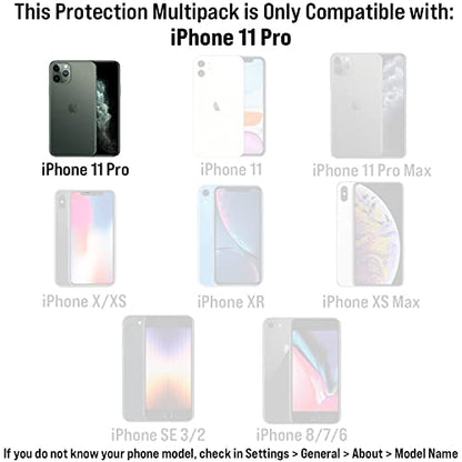 Scooch® Tempered Glass Multipack for iPhone 11 Pro, 3 Screen Protectors and 2 Camera Lens Protectors, Premium 9H Tempered Glass, Anti-Scratch, Anti-Fingerprint, Impact Resistant - size: iPhone 11 Pro
