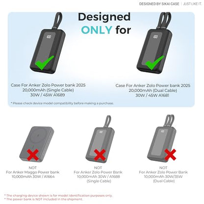 Silicone Case for Anker Zolo Power Bank 2025(20,000mAh 45W/30W) A1689/A1681 Protective Cover with Lanyard Hole, Compact | Tactile Grip | Impact Protection for Daily Use & Travel, Case Only (Black)