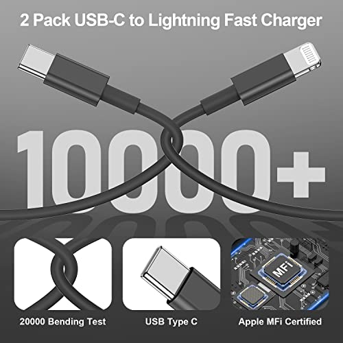 2Pack for iPhone14/13/12 Fast Charger Cable Black 6ft[Apple MFi Certified] - color: Black, size: 6 feet