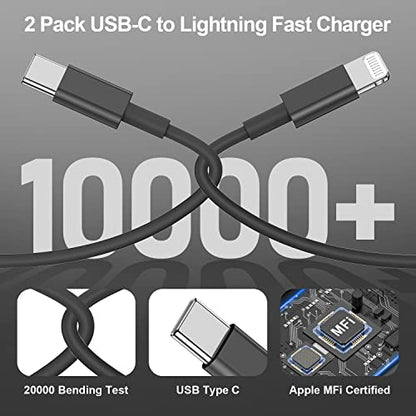 2Pack for iPhone14/13/12 Fast Charger Cable Black 6ft[Apple MFi Certified] - color: Black, size: 6 feet