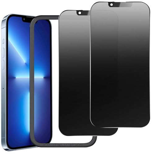2 Pack Matte Privacy Screen Protector for iPhone 13/13 Pro/14/16e 6.1",Anti-Glare Anti-Fingerprint,No Dazzling Anti-Spy,Smooth Responsive Touch Glass Film,Installation Frame - size: for iPhone 13 / 13 Pro / 14 / 16e