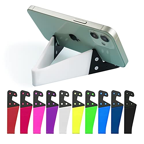 Kemoxan 10 Pack Foldable Small Phone Stand for Desk, Pocket Portable Kickstand, Colourful Cell Phone Travel Mount Compatible with Universal iPhone IPads Android - color: A-10 pack