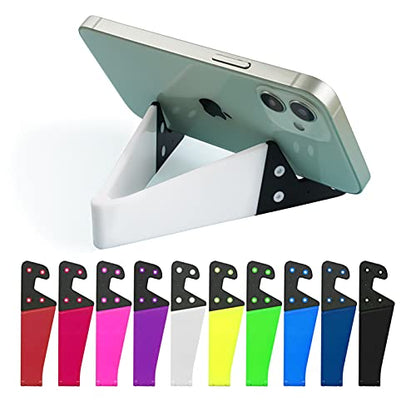 Kemoxan 10 Pack Foldable Small Phone Stand for Desk, Pocket Portable Kickstand, Colourful Cell Phone Travel Mount Compatible with Universal iPhone IPads Android - color: A-10 pack