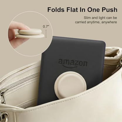 MOROCK Grip for Kindle with Kickstand and Magnetic Stand, Soft Silicone Magnetic Finger Grip for Kindle, iPhone and Smartphone, Cute Magnetic eReaders Holder, White - color: White