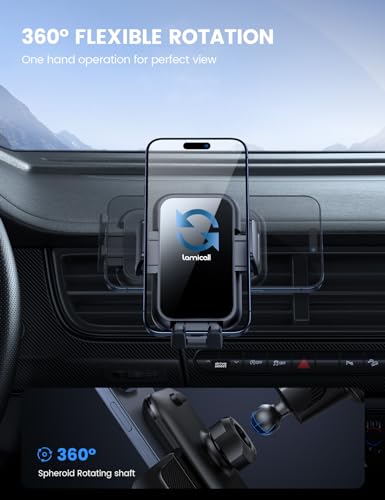 Lamicall 2026 Wider Clamp & Metal Hook Car Phone Holder Vent Accessories - color: NEW Upgraded - Lucite Black