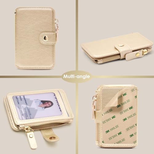 M-Plateau Small Wallet for Women, Phone Wallet with Zipper Coin Purse Credit Card Holder for Women Compatible with iPhone Case (Gold) - color: Gold