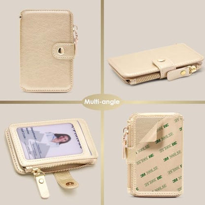 M-Plateau Small Wallet for Women, Phone Wallet with Zipper Coin Purse Credit Card Holder for Women Compatible with iPhone Case (Gold) - color: Gold